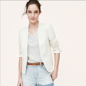 LOFT white linen blazer no lapels
